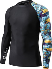 Men'S Rash Guard Long Sleeves UPF 50 UV Sun Protection Quick Drying Splice Comp