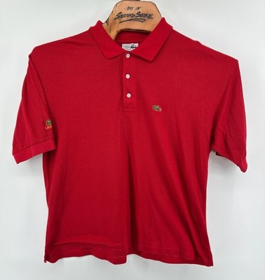 VNTG 90's Lacoste Chemise Polo Shirt Mens 2XL Red Croc Logo Made