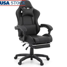 Ergonomic Gaming Chair W/ Adjustable Footrest Lumbar Support Breathable Design