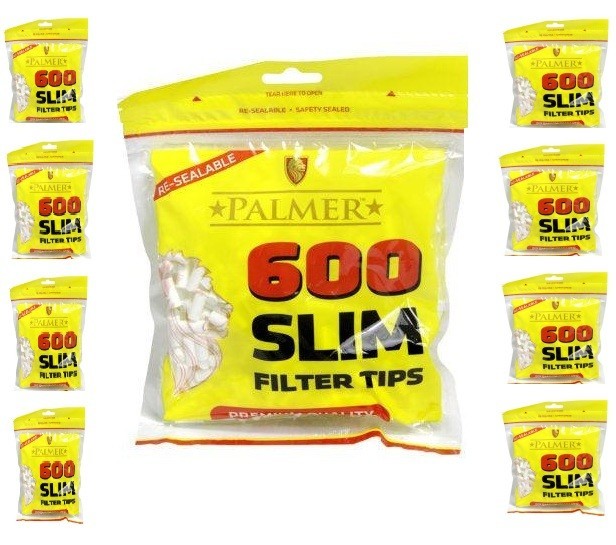 PALMER 600 Packs Slim Filter Tips Resealable Cigarette Rolling Various Sizes
