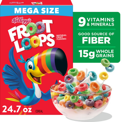 Kellogg s Froot Loops Breakfast Cereal, Mega Size, 24.7 oz