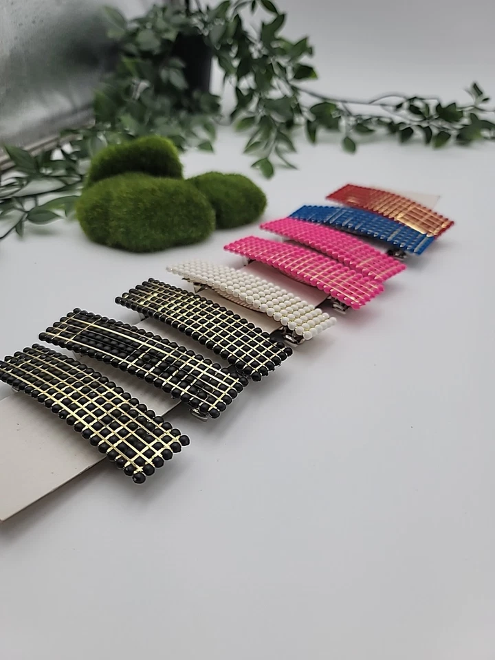 Lote de 8 pinzas para el cabello pasadores vintage nuevo stock antiguo acento dorado años 80 rosa intenso... Foto 2 de 4