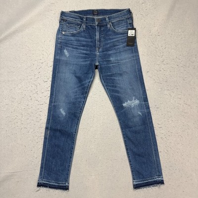 Citizens of Humanity Agnes Crop Jeans 28 Harbor Distressed Slim Straight NWT