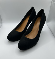 Marks And Spencer Women's Black Suede Work Court Shoes Heels - Ladies Size UK 6