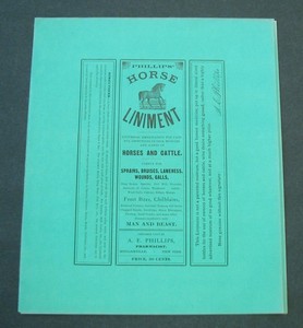 6 neat! 1890s PHILLIPS' HORSE LINIMENT / SINCLAIRVILLE NY vet med box LABELS
