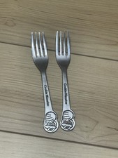 2 VTG Cookie Monster Muppets Childrens Flatware Fork Stainless Steel Korea