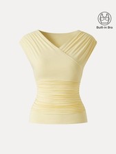 Womens Surplice V Neck Ruched Brami Top Built...