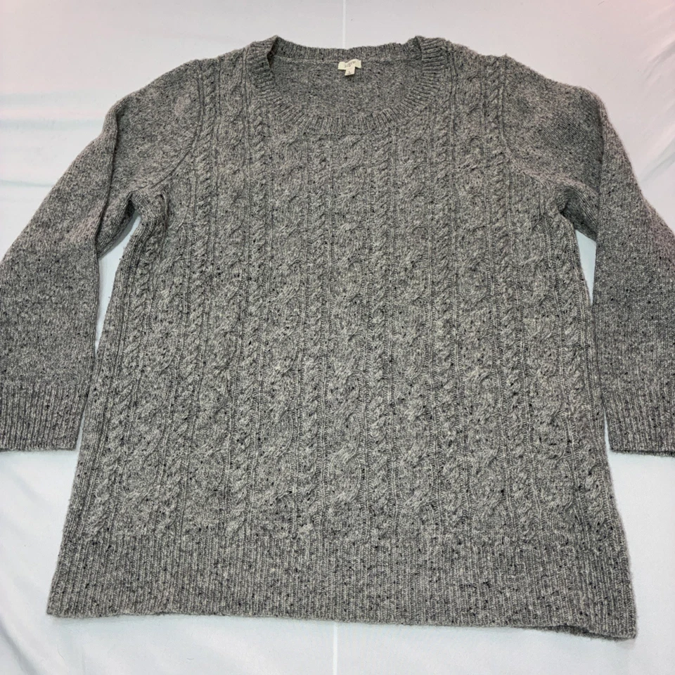 Suéter J Crew Lambs de lana con cordón cuello redondo para mujer talla L gris Foto 2 de 4