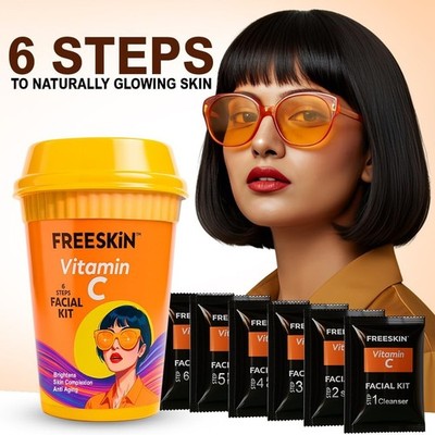 Freeskin Vitamin C Facial Kit- 6-Step Brightens Skin Complexion Boosts Radiance