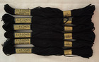 6 Skeins J&P COATS #12 Black Six-Strand Embroidery Cotton NIP