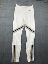Nike Dri-FIT One Icon Clash 7/8 Leggings in White with Gold Sparkle Accents