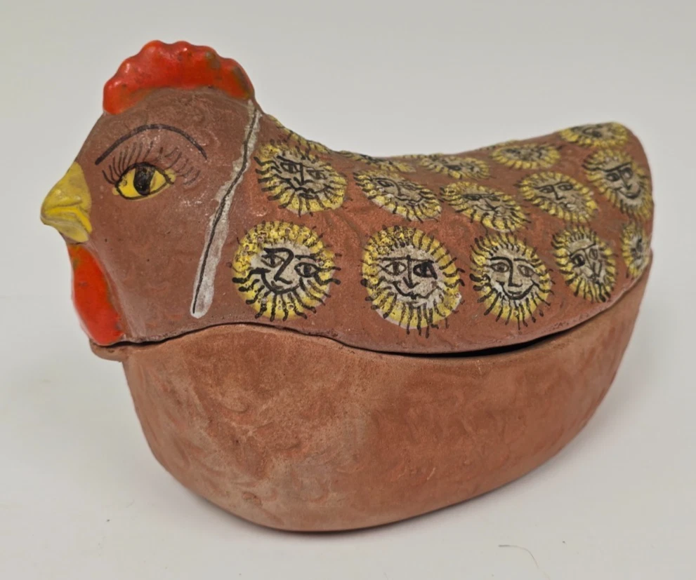 Red Painted Terracotta Chicken Roaster Italy Free Shipping