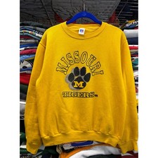 Vintage Russell Athletic Missouri Tigers Sweatshirt Gold Yellow USA Made Small