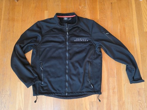 Harley Davidson Jacket Mens Large Black Genuine Motor Clothes Soft Shell
