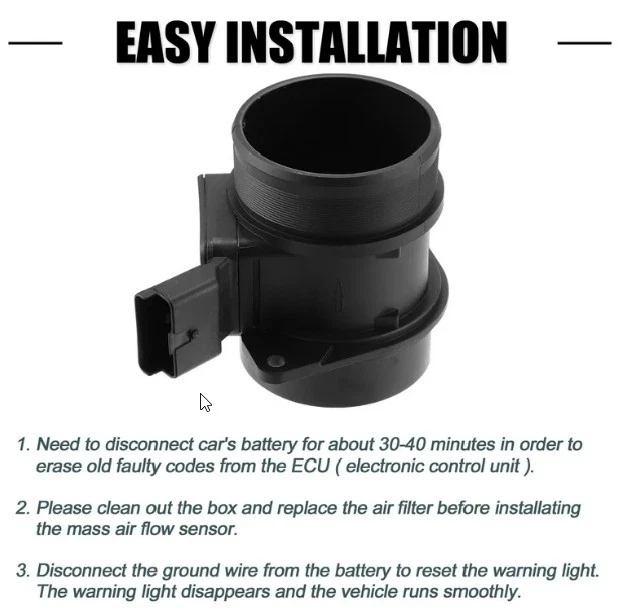 Mass Air Flow Meter Sensor 5WK9621 19207S for PEUGEOT CITROEN 2.0 HDI FIAT JTD - Image 4 of 4