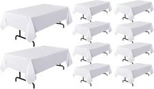 10 Pack White Tablecloth 60 x 120 Inch, Rectangle Table Cloth for 8 Feet Table 