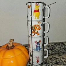 Pooh & Friends Stacking Mugs Set with Stand | Disney Tigger Eeyore Piglet Winnie