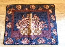 Vtg Handmade Quilt Wall Hanging Basket of Flowers Design 26 x 32 Cottagecore
