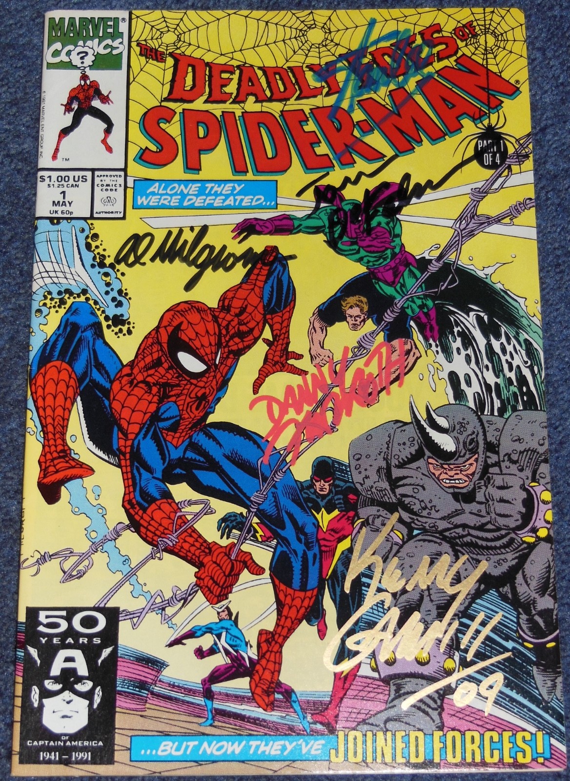 Deadly Foes Of Spider-Man #1~Marvel Comics~Signed Stan Lee~Milgrom~Fingeroth~Coa