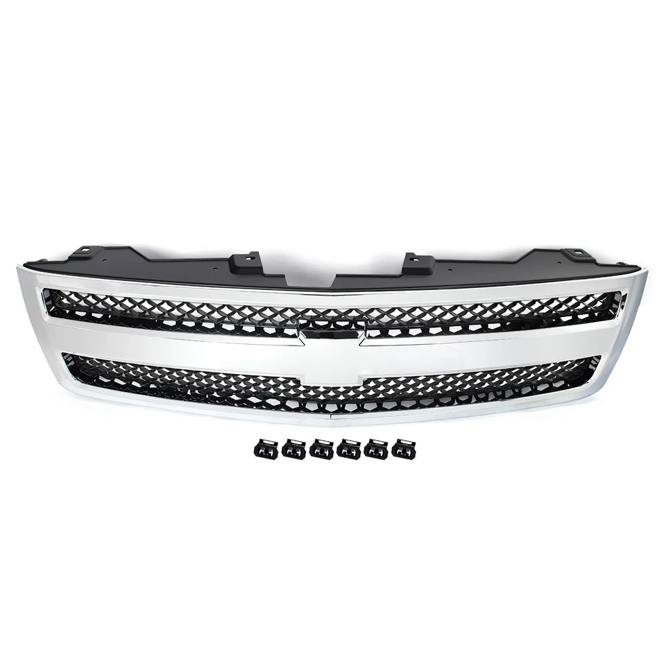 Fit For 2007-2013 Chevy Silverado 1500 Grille Grill Chrome Shell w/ Black Insert Foto 2 de 4