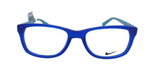 Kids Unisex Nike 5509 450 Shiny Blue Rectangle Full Rim Eyeglasses Frames