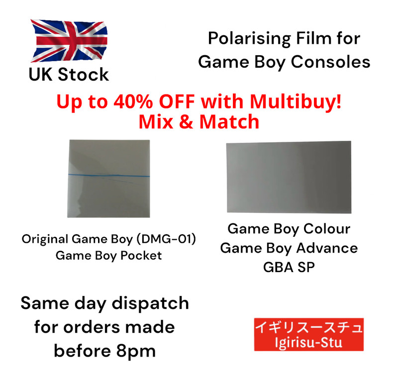 Polarising Film/Polariser for Nintendo Game Boy DMG-01/Pocket/Advance/GBA SP
