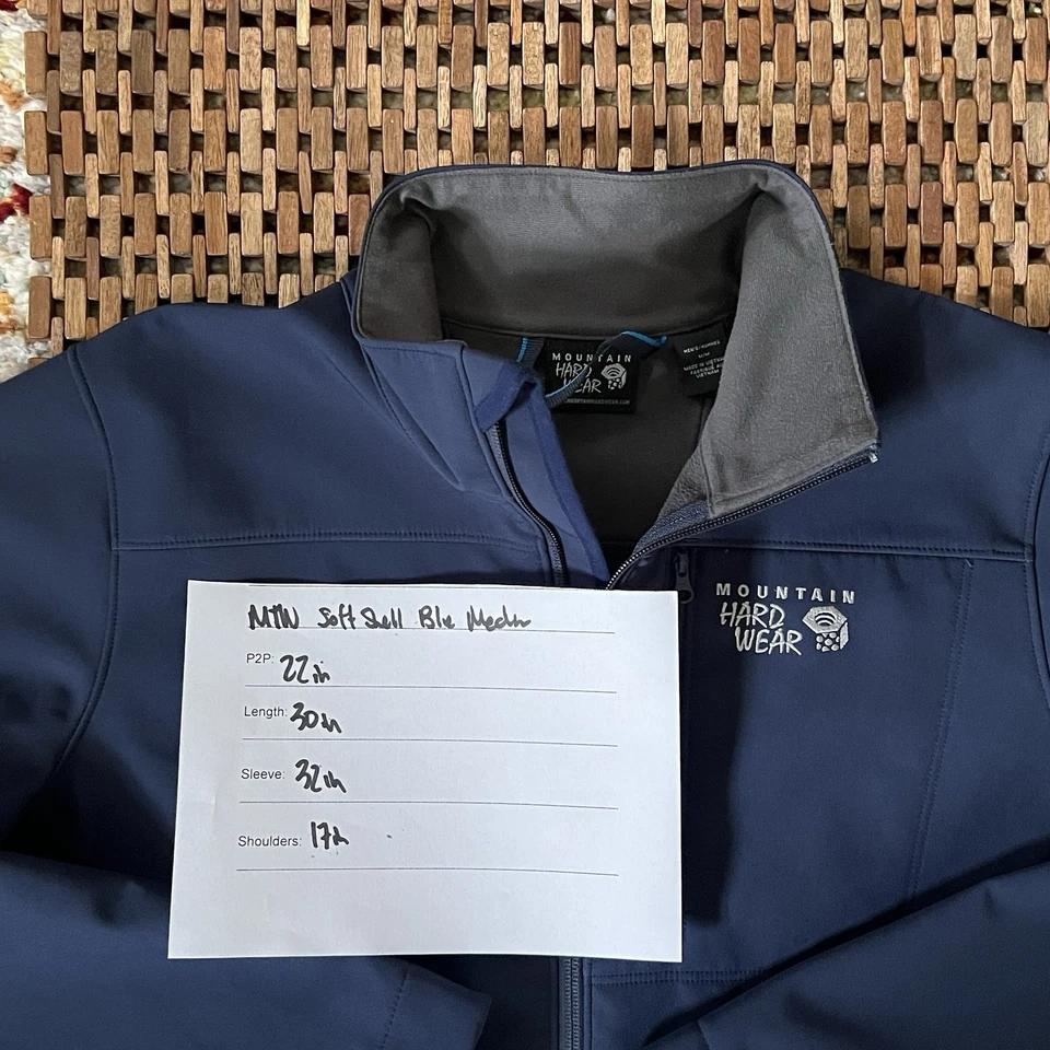 Mountain Hardwear Soft Shell Full Zip Jacket Navy Blue Men’s Size Medium M - Image 4 of 4