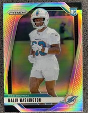 2024 Prizm #371 Malik Washington Miami Dolphins Silver Prizms Rookie Card. rookie card picture
