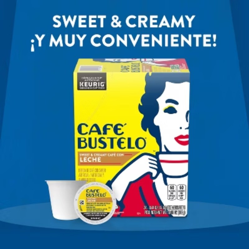 Café Bustelo Sweet & Creamy Café con Leche Coffee - Keurig K-Cup Pods - 24ct