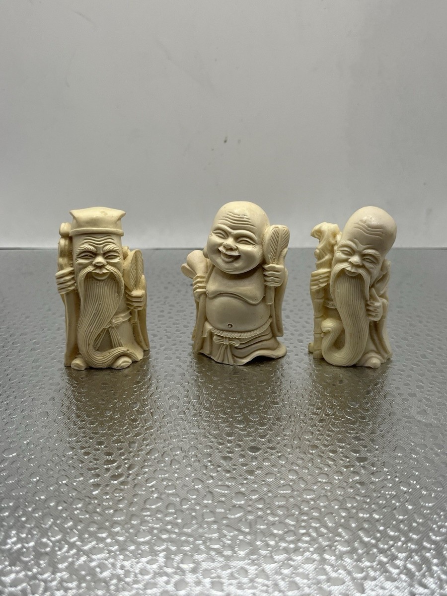 Chinese FENG SHUI 3 Wise Men Figurines Fuk Luk Sau, Luck, Fame