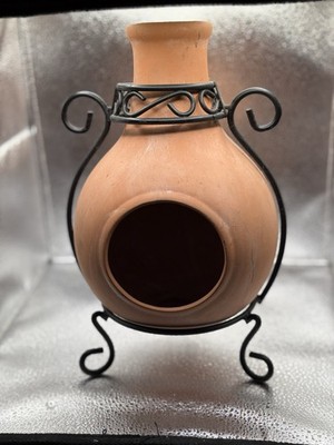 Mini Terracotta Chiminea Tabletop Incense Burner Mexican Clay Pottery Stand 