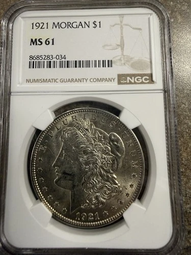 1921 Morgan Silver Dollar Coin NGC MS 61
