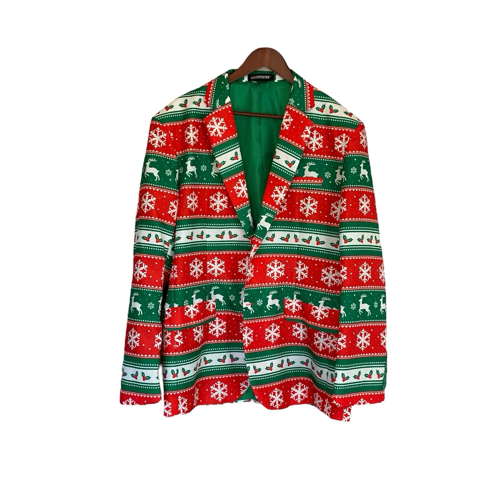 Suitmeister Christmas Ugly Party Red Green White Suit Jacket Men’s Size Large - product detail image 1