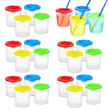 24 Packs Paint Cups with Lids - No Spill Paint Water Cup, Reusable Spill Proo...