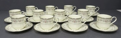 NORITAKE Shenandoah 12 Cup/Saucer Sets Bone China 24pc Ivory Floral Japan