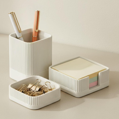 Aesthetic Desk Organizer Set of 3 For Your Office - Sturdy Concrete Gray