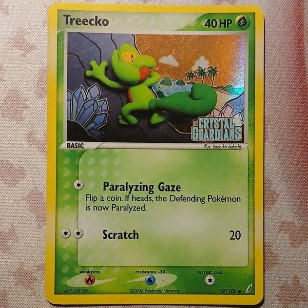 Nintendo Pokemon TCG Treecko 67/100 Stamped Crystal Guardians Reverse Holo Card