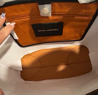Marc Jacobs Black Pebbled Medium Tote Gold Hardware Zip Top Logo Dust Bag