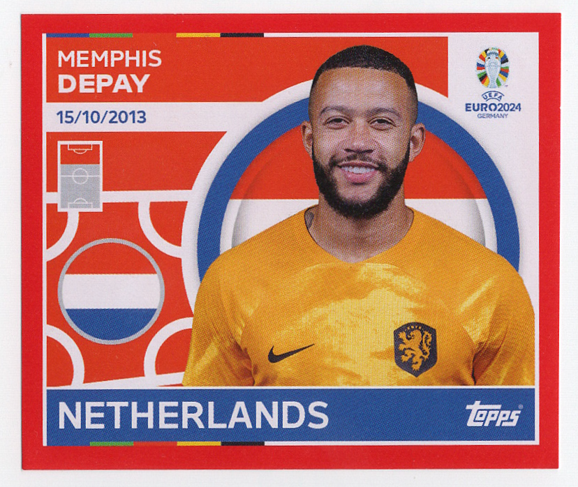 NED21 Memphis Depay Netherlands Topps UEFA Euro 2024 Swiss Edition