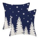  Christmas Pillow Covers 20" x 20" (Pack of 1) Navy Blue White Tree Snowflakes