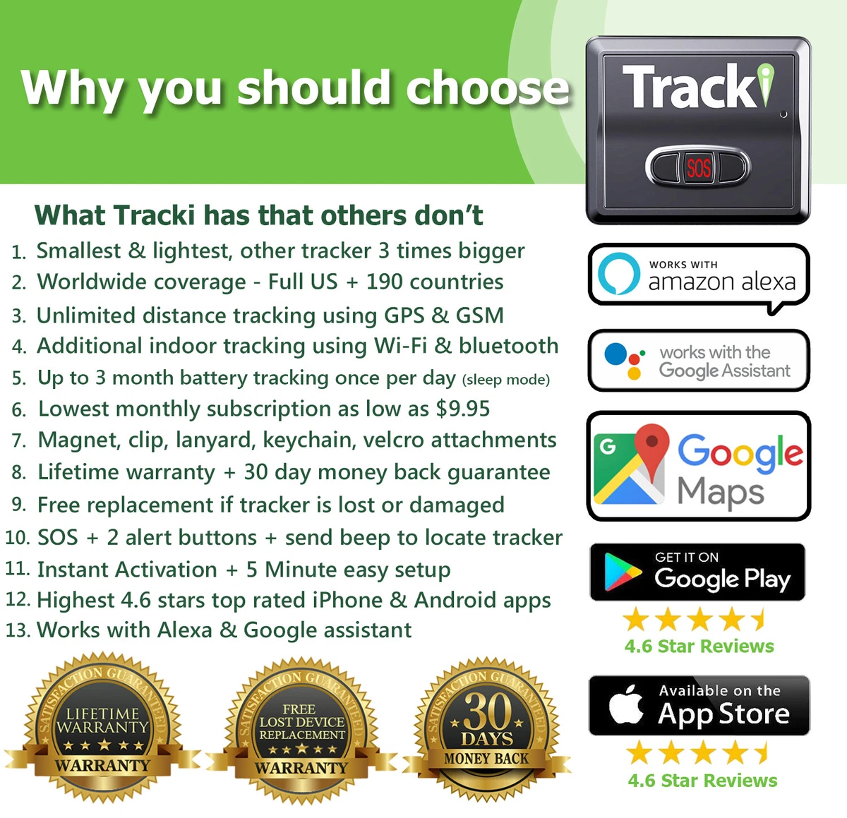 Tracki 4G GPS Tracker Vehicles Tracking device Car kids Mini