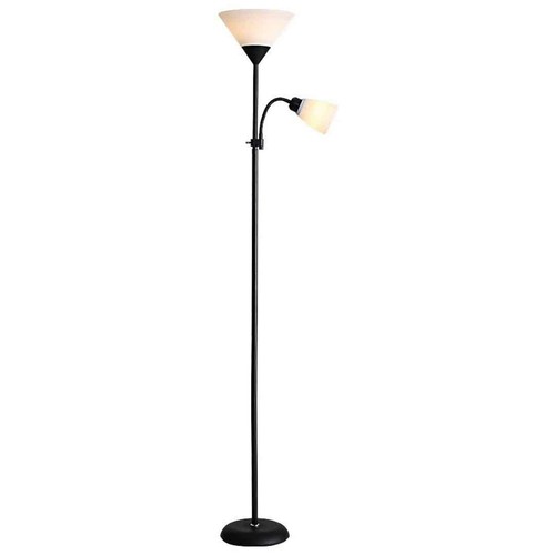 Modern Floor Lamp Uplighter Reading Light Single Dual Black / White Tall w/ Bulb - Picture 2 of 15