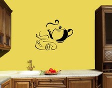 Wall Decal Tea Coffee Kitchen Decor Food Drink Breakfast Vinyl Sticker ed819