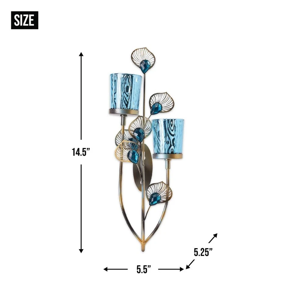 Aplique de pared pluma de pavo real candelabro lámpara linterna decoración del hogar Foto 2 de 4