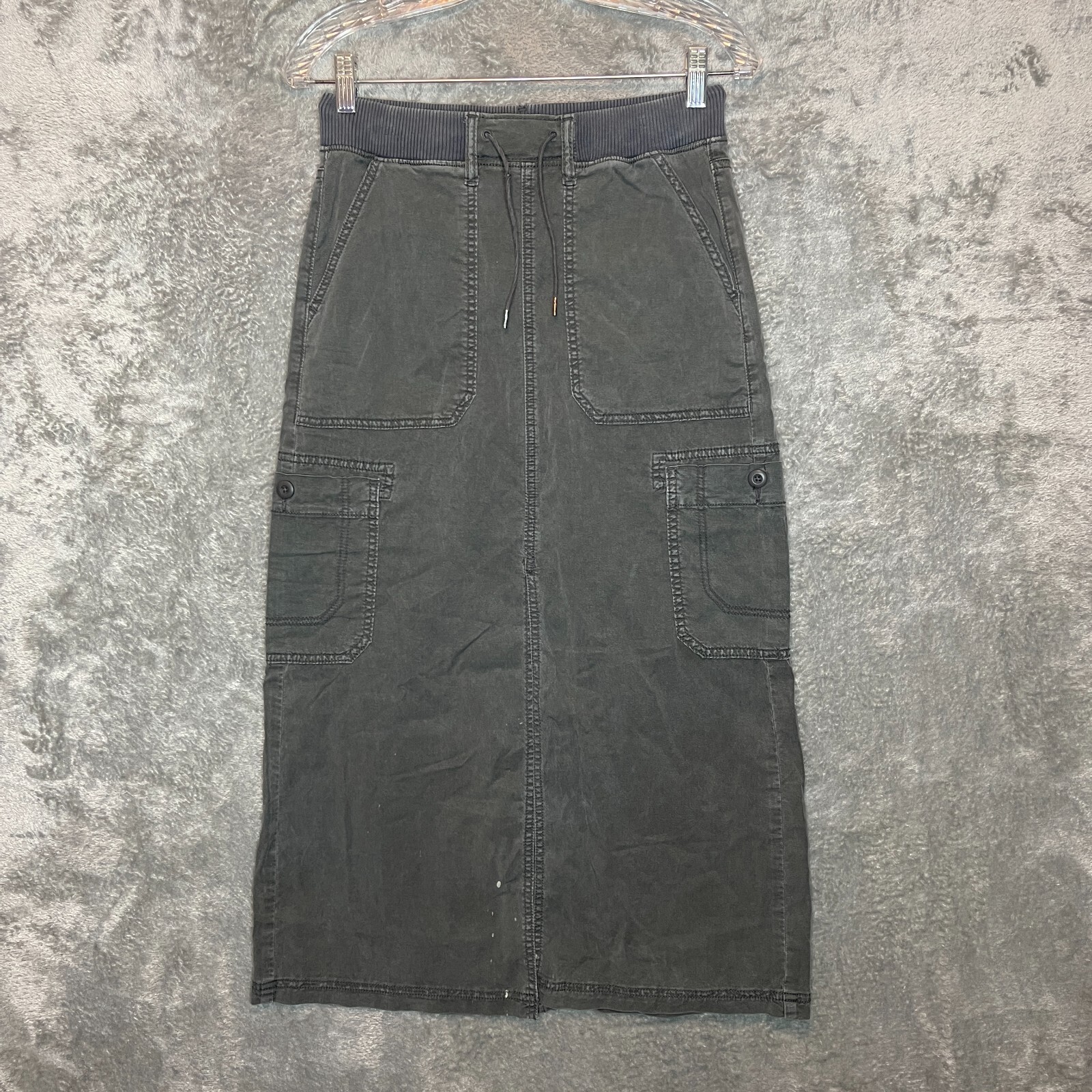 American Eagle Y2K Grunge Punk Cargo Maxi Skirt with Split Front Hem for Women
