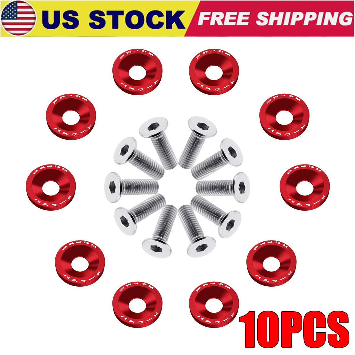 10PACK Fender Bumper Washer Billet Aluminum Washer Engine Bay Dress Up Fastener