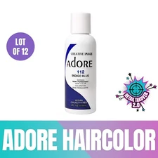 Adore Semi-Permanent Hair Color #112 Indigo Blue, 4 oz - Vegan Case of 12