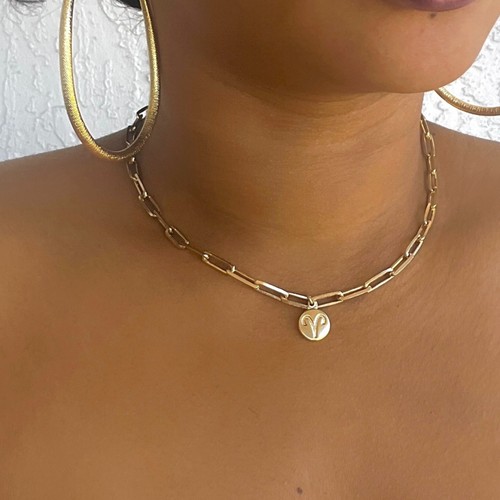 18k Gold Filled Zodiac Paper Clip Pendant Necklace 16" and 18" - Picture 4 of 9