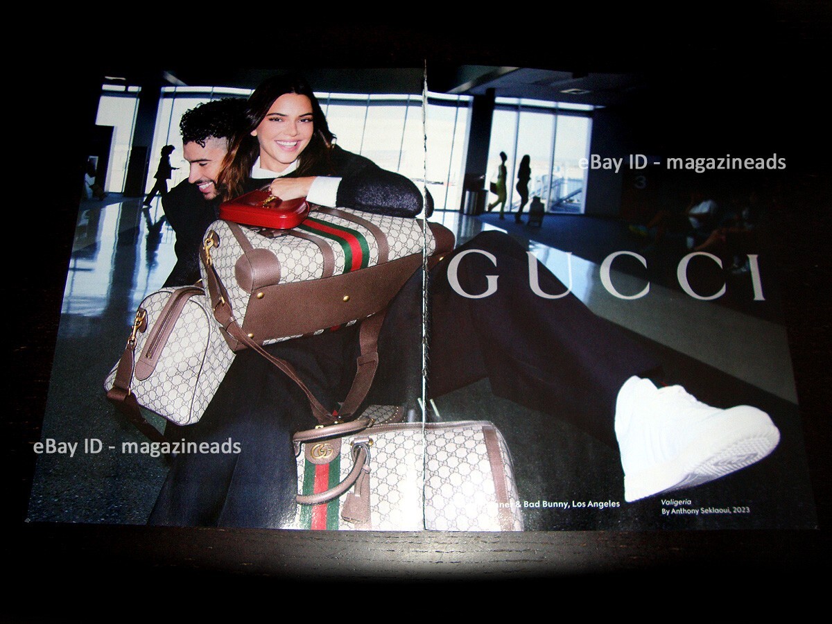 GUCCI Valigeria 2-Page PRINT AD 2023 Campaign BAD BUNNY Kendall