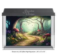 Enchanted Mushroom Forest Polyester Fish Tank Glass Backdrop Aquarium Background